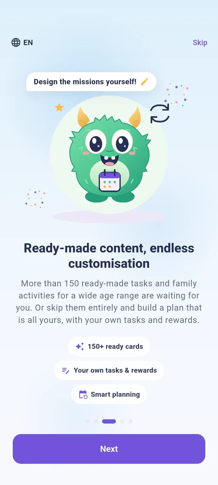 Choosing ready-made missions in Mission Monster